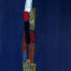 Abstract oil bar painting of car lights in a dark curfew night by Ludwig Medina