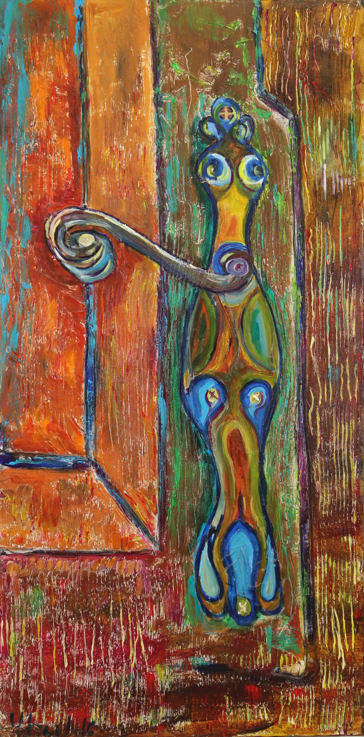 Acrylic painting of a floating