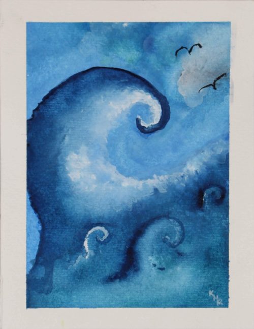 Watercolor painting of waves by Kevin Mejías