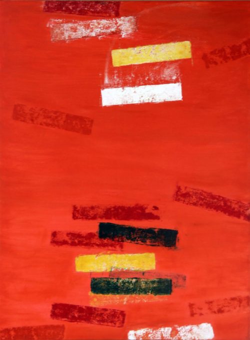 Abstract oil bar painting of aurora lights by Ludwig Medina