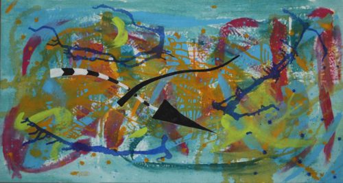 Acrylic painting of semiotic expressionism about Puerto Rico by Kevo