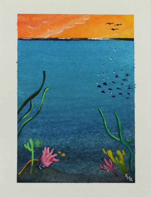 Watercolor painting of sky