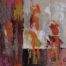 Abstract acrylic painting of a terrace view of human skin colors