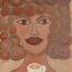 Acrylic painting of female with coffee cup by Jennifer Jiménez