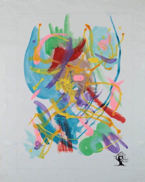 Acrylic painting of semiotic expressionism about capitalism by Kevo