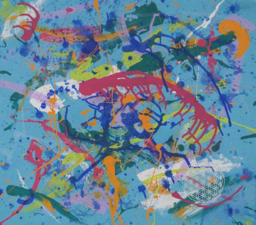 Acrylic painting of semiotic expressionism about consciousness by Kevo