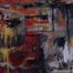 Abstract acrylic painting of brush strokes of red