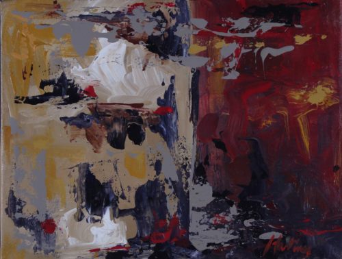 Abstract acrylic painting of brush strokes of red