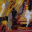 Abstract acrylic painting of brush strokes of red