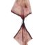 Mixed media of a hanged cloth painted with makeup featuring two squid tail-like shapes connected with a very thing stretchout and dark section in the middle symbolizing detachment by Diana N. Collazo Hernández