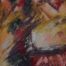 Abstract acrylic painting of a scenery of a solitary cliff beaten by waves by Joe Martínez.