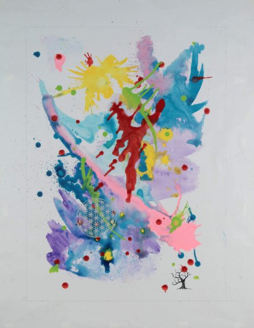Acrylic painting of semiotic expressionism about flower of life by Kevo