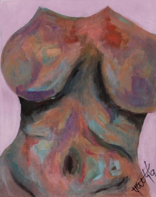 Acrylic painting of busty