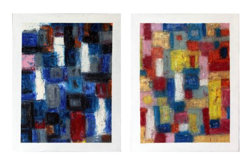 Oilbar painting of abstract representation of the effect of hurricane Maria just before and during the strike by Ludwig Medina