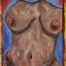 Acrylic painting of the torso of a dark skin