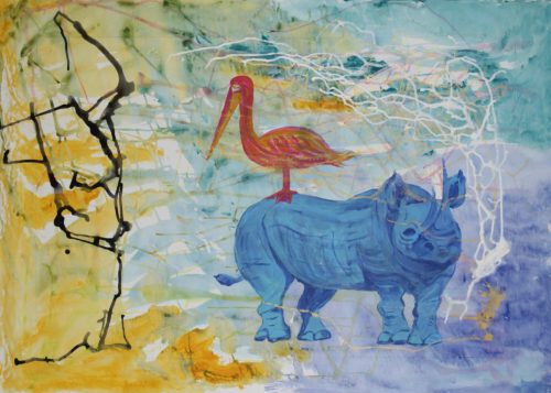 Acrylic painting of semiotic expressionism about nature stronghold by Kevo