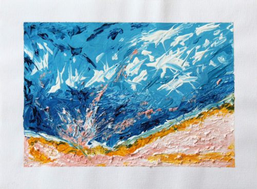 Abstract acrylic and pencil painting of scenery by Ludwig Medina