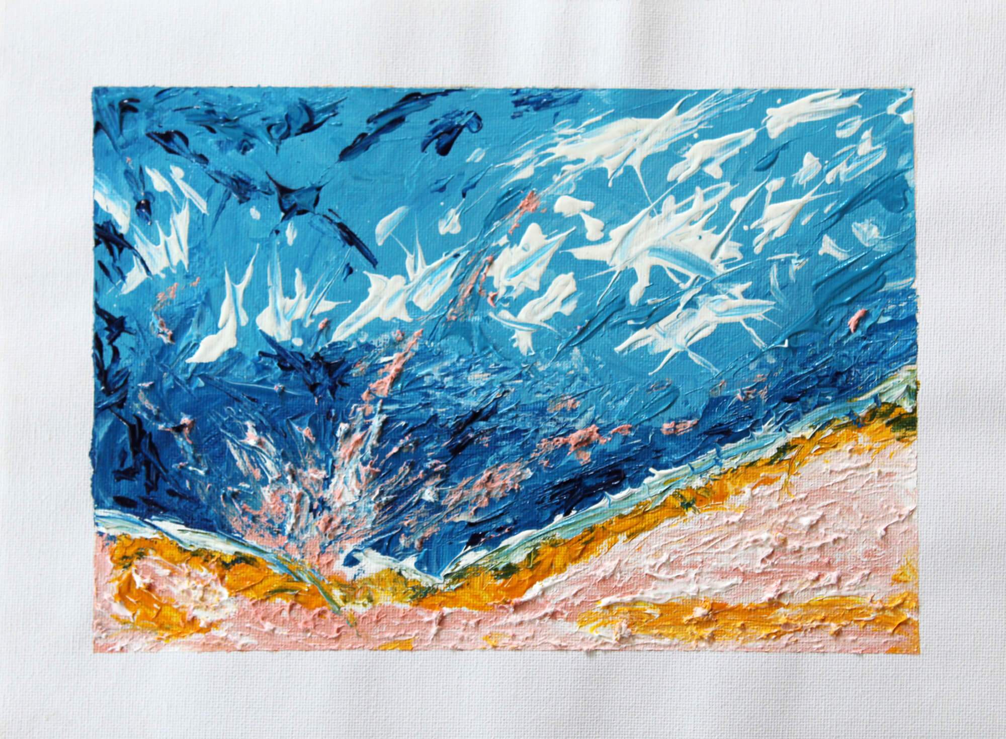 Abstract acrylic and pencil painting of scenery by Ludwig Medina