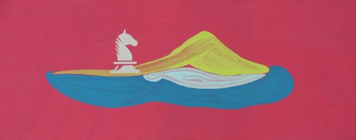 Acrylic painting of semiotic expressionism about abstract representation of Puerto Rico by Kevo.