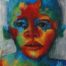 Acrylic painting of torso of multi color boy by Valeria Mercado