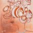 Acrylic cubism painting of female with cups of coffee hair by Jennifer Jiménez