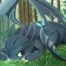 Oil painting of Toothless Dragon in the forest by a Andrea García.