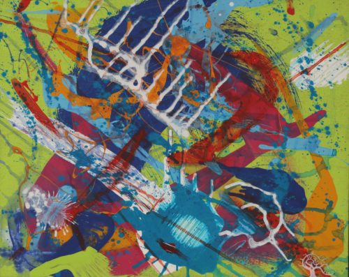 Acrylic painting of semiotic expressionism about untold truth by Kevo.