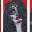 Three head portraits of Mexican catrinas with red